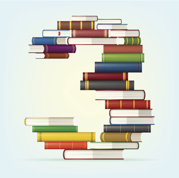 一堆彩色书里的数字素材图片