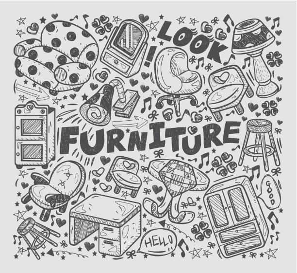 涂鸦家具元素图片下载