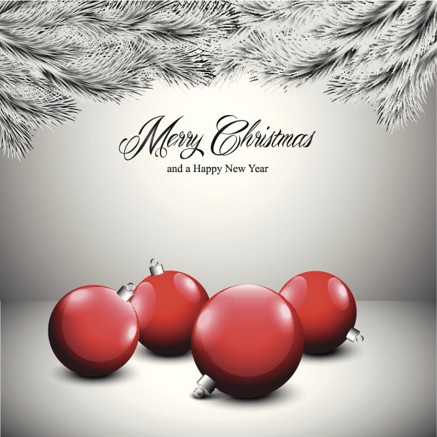 带有红色装饰的圣诞卡图片下载