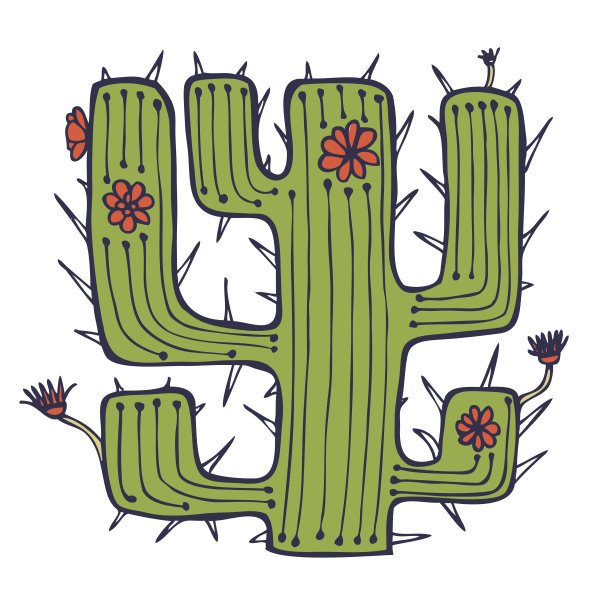 孤立的病媒画仙人掌花和刺图片下载