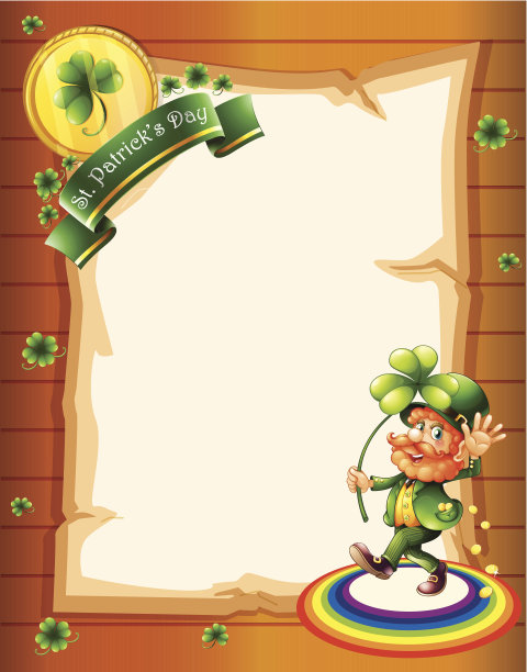 带有圣帕特里克节问候语和男人的空白纸张图片下载