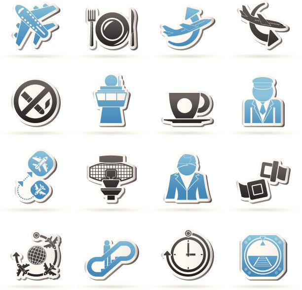 飞机，机场和飞机图标图片下载