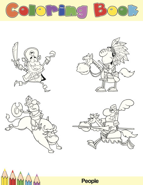 涂色书人物卡通人物图片下载