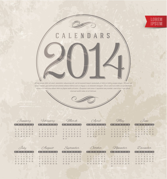 装饰日历2014年在一个垃圾的复古背景图片下载