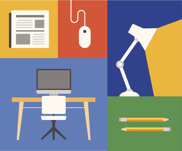 办公室彩色对象图片下载