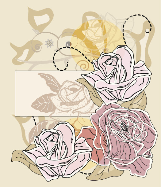 浪漫的卡片与玫瑰和标签的文字图片下载