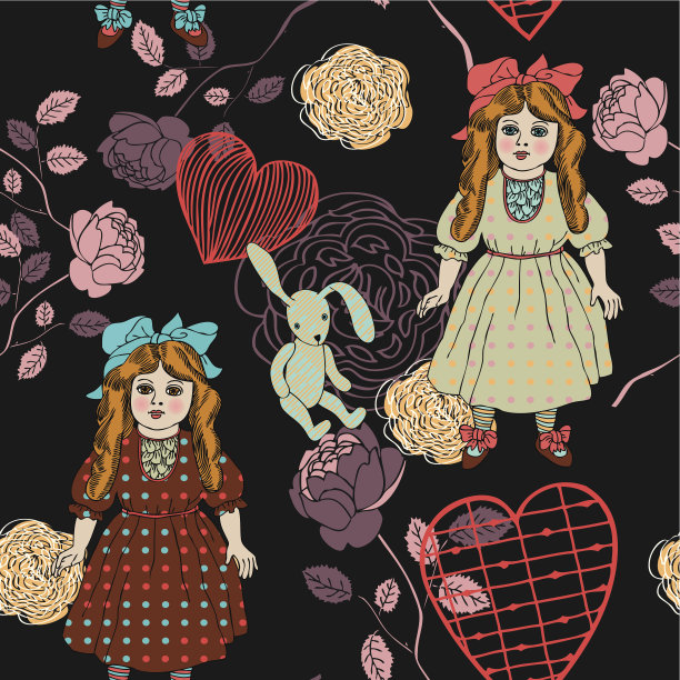 复古风格背景与玩具图片下载