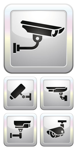 闭路电视标签，视频监控，设置按钮安全摄像头象形文字图片下载