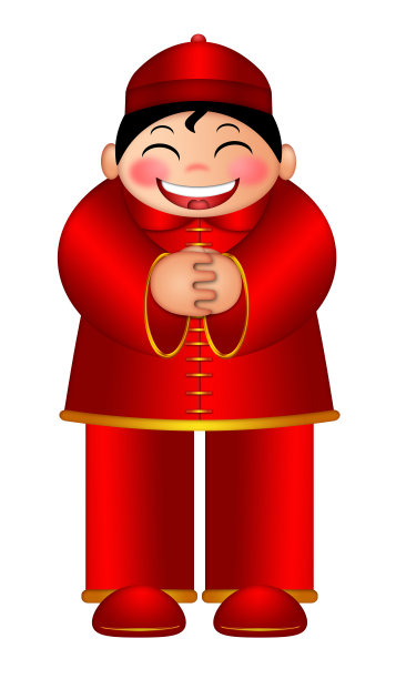 中国男孩祝新年快乐插图图片下载