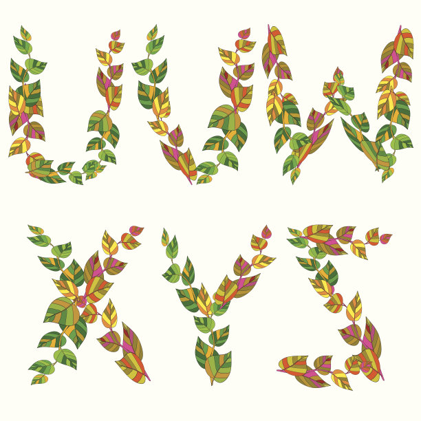 英文字母做的??枝叶飞扬。图片下载