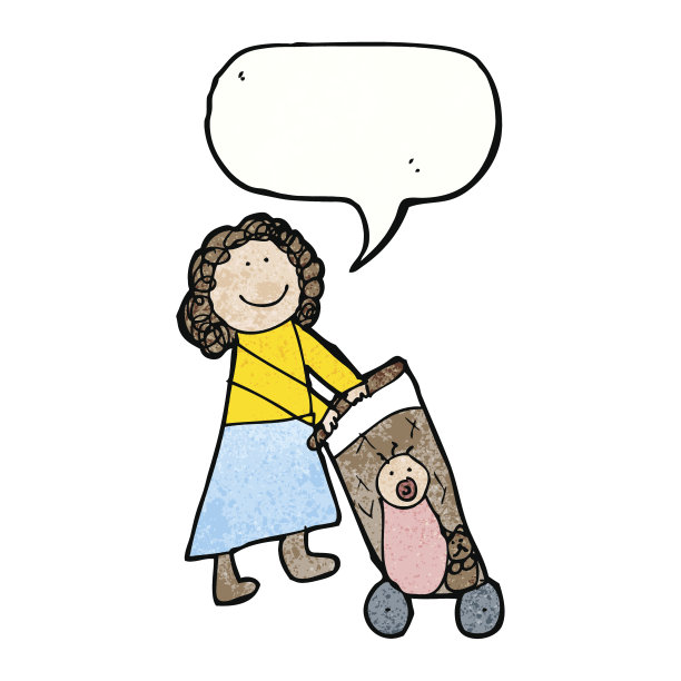 孩子画的母亲推着婴儿车图片下载