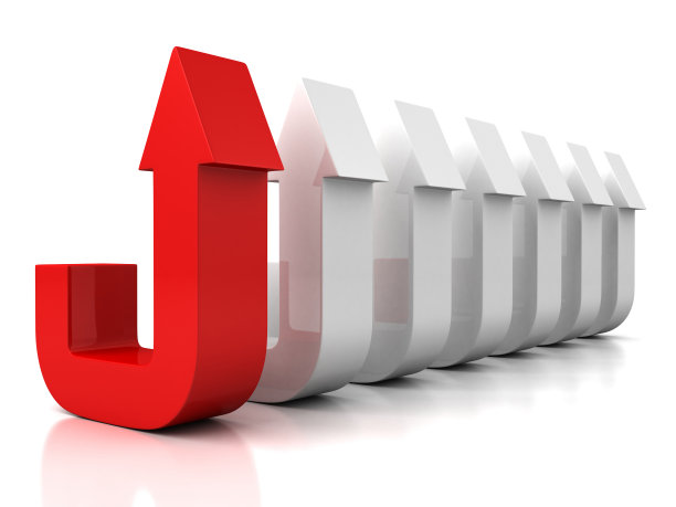 领导理念与大红色箭头从白色团队组图片下载