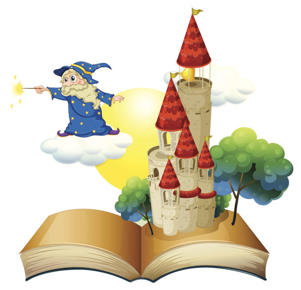 书与城堡和魔术师的形象图片下载