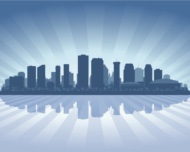 新奥尔良蓝色城市的轮廓线图片下载