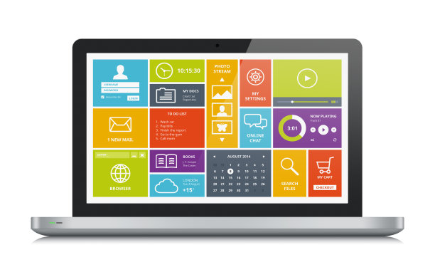 具有现代UI的金属笔记本电脑图片下载