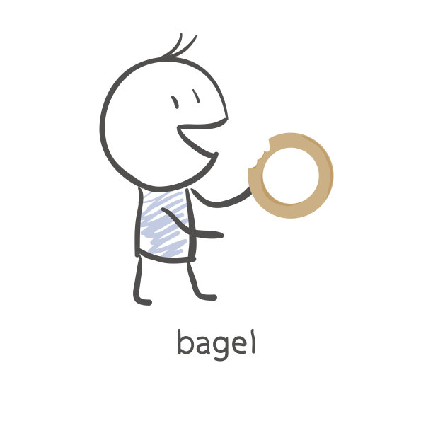 手拿百吉饼的可爱男人图片下载