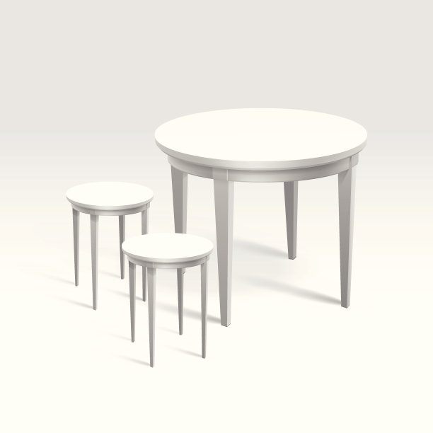 矢量空圆桌与椅子隔离在白色背景图片下载