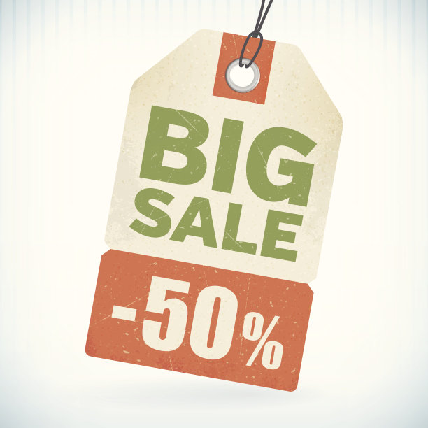 现实的纸大减价50%的价格标签图片下载