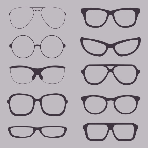 向量集的眼镜剪影图片下载