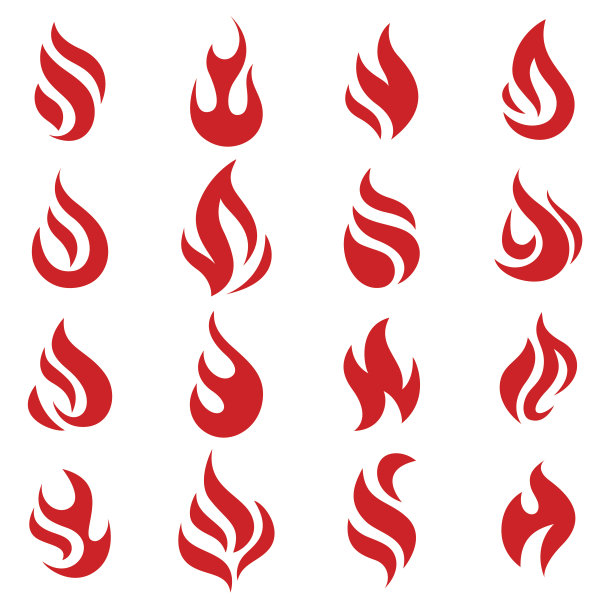 火焰火焰，设置图标，矢量插图图片下载