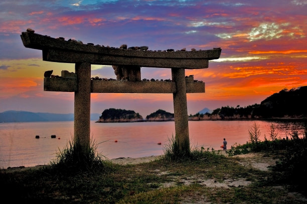 鸟居、宗教、日落、日本看,景观图片下载