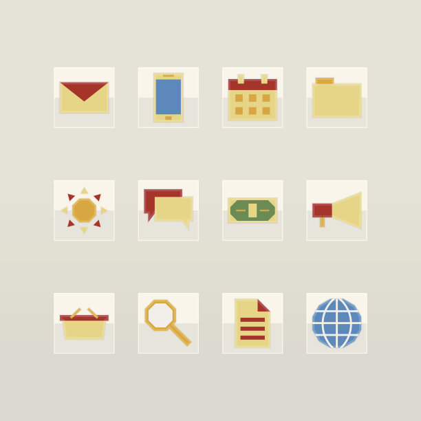 一组平面颜色图标。应用程序、软件、站点的图标图片下载