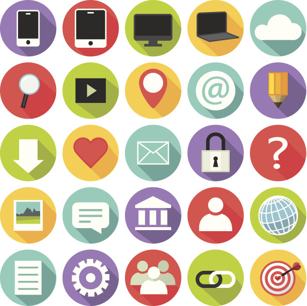 平面设计。用于Web和移动应用程序的办公室和业务图标。图片下载