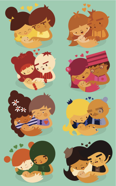 夫妇和他们的新生儿素材图片