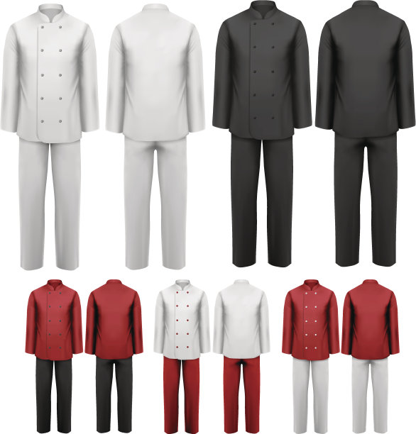 各种工作服的套装。图片下载