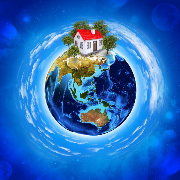 地面上有建筑物的地球行星图像图片下载