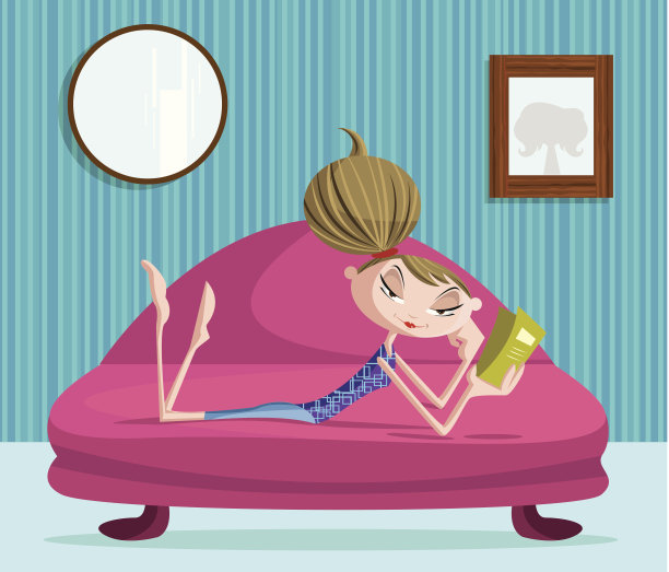 女孩在床上看书图片下载