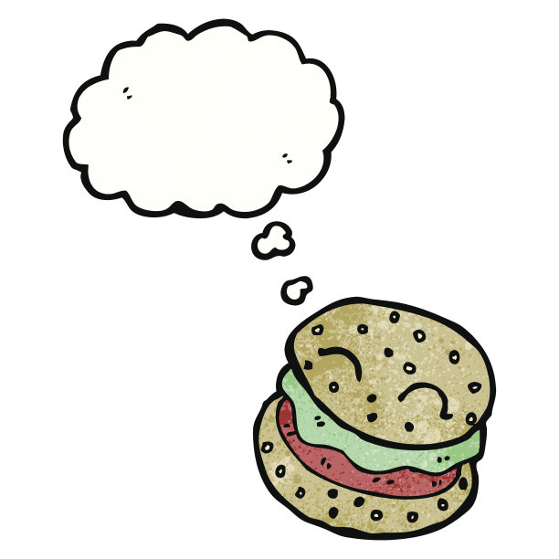 卡通汉堡与思想泡泡图片下载