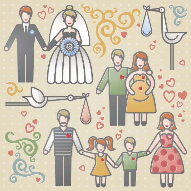 幸福家庭的向量集图片下载