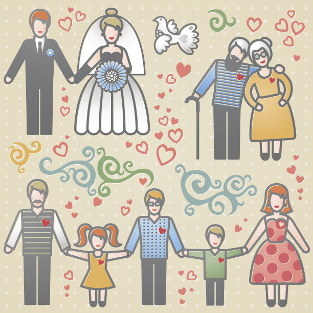 幸福家庭的向量集图片下载