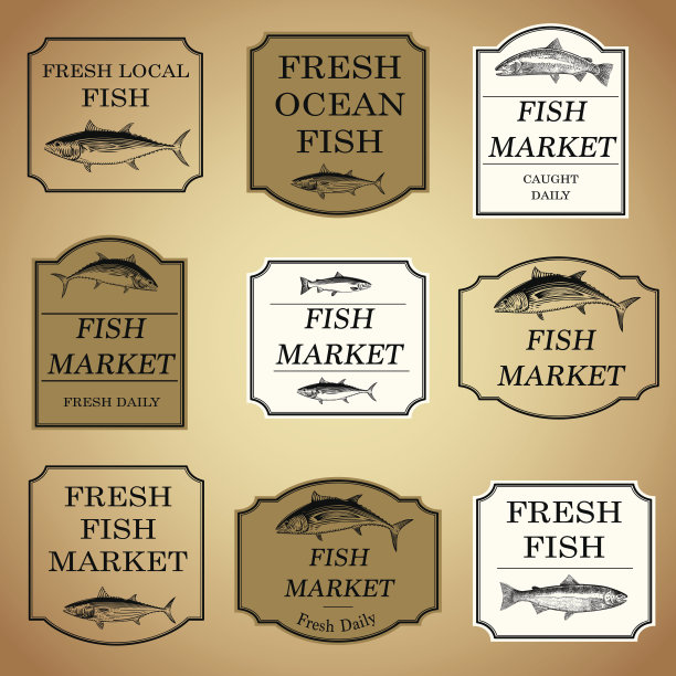 与鱼相关的标志和标签图片下载