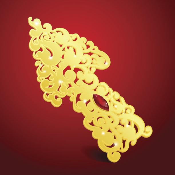 金色闪亮的箭与红色的红宝石?图片下载