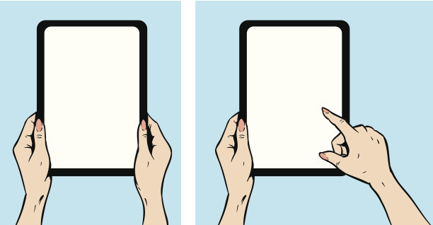 平板电脑的女孩图片下载