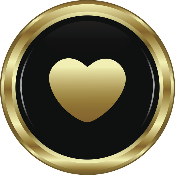 黑金心形按钮。图片下载