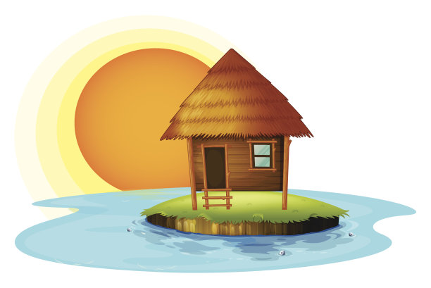 岛上有一座尼帕小屋图片下载