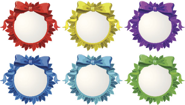 六个带丝带的圆形模板图片下载
