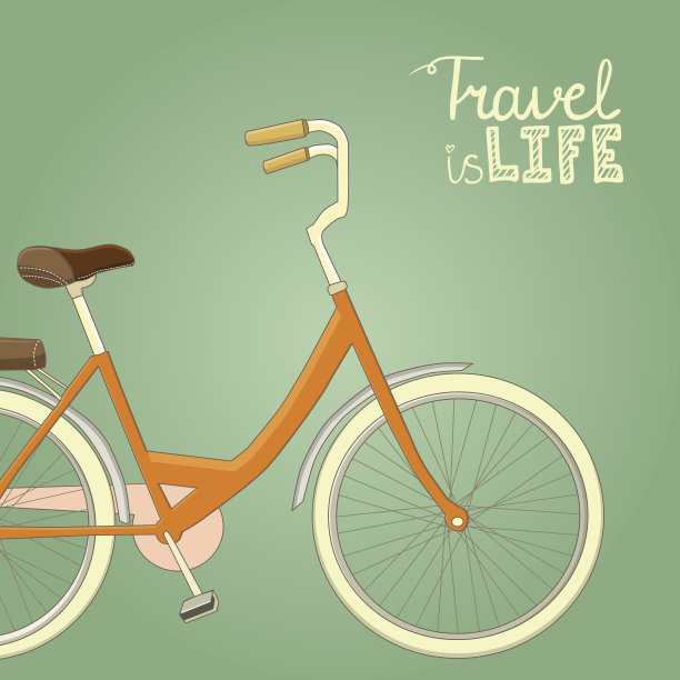 详细的复古自行车与篮子图片下载