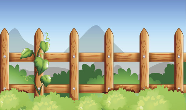 木栅栏和绿色植物图片下载