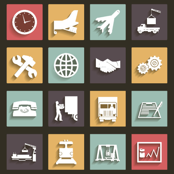 运输和运输图标符号平面设计风格矢量图片下载