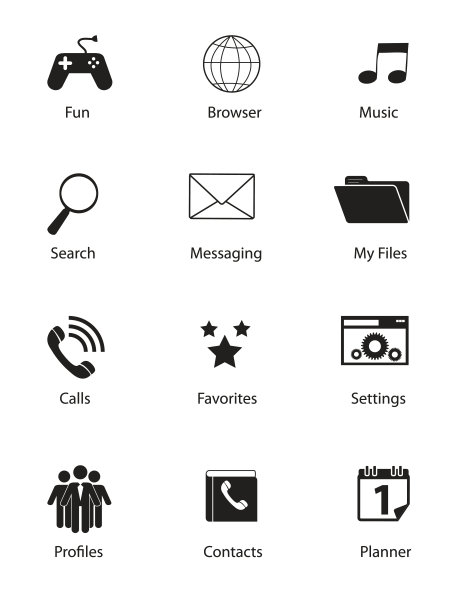 一组平面图标矢量插图图片下载