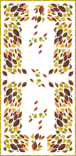 用多种颜色的叶子做成桌布的图案图片下载