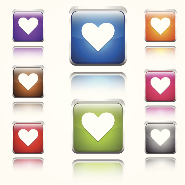 心形圆角矢量网页图标按钮设置图片下载