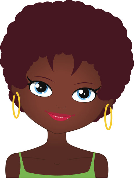 微笑的卷发非洲女孩图片下载