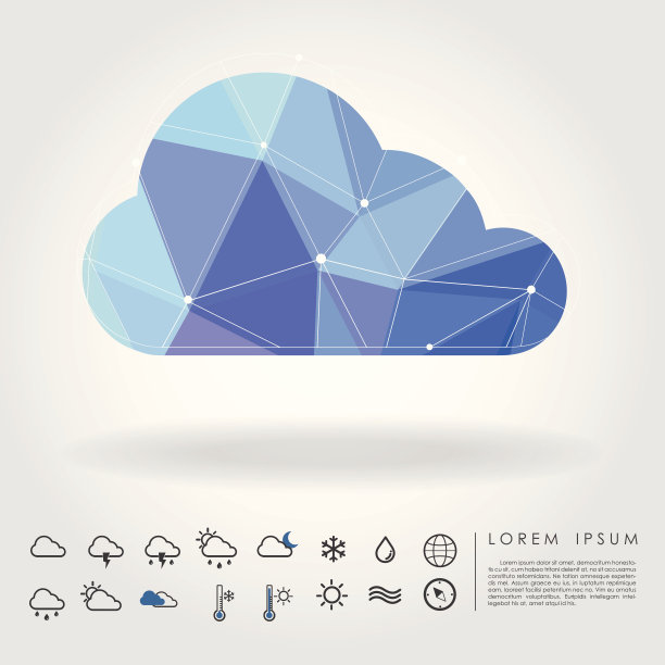 多边形云与天气图标图片下载