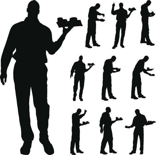 向量服务员剪影。图片下载