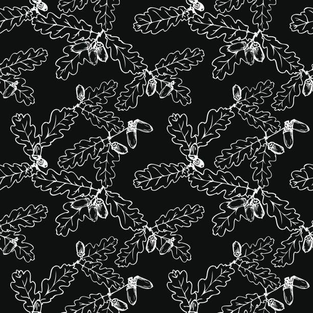 无缝矢量模式与橡树树枝图片下载